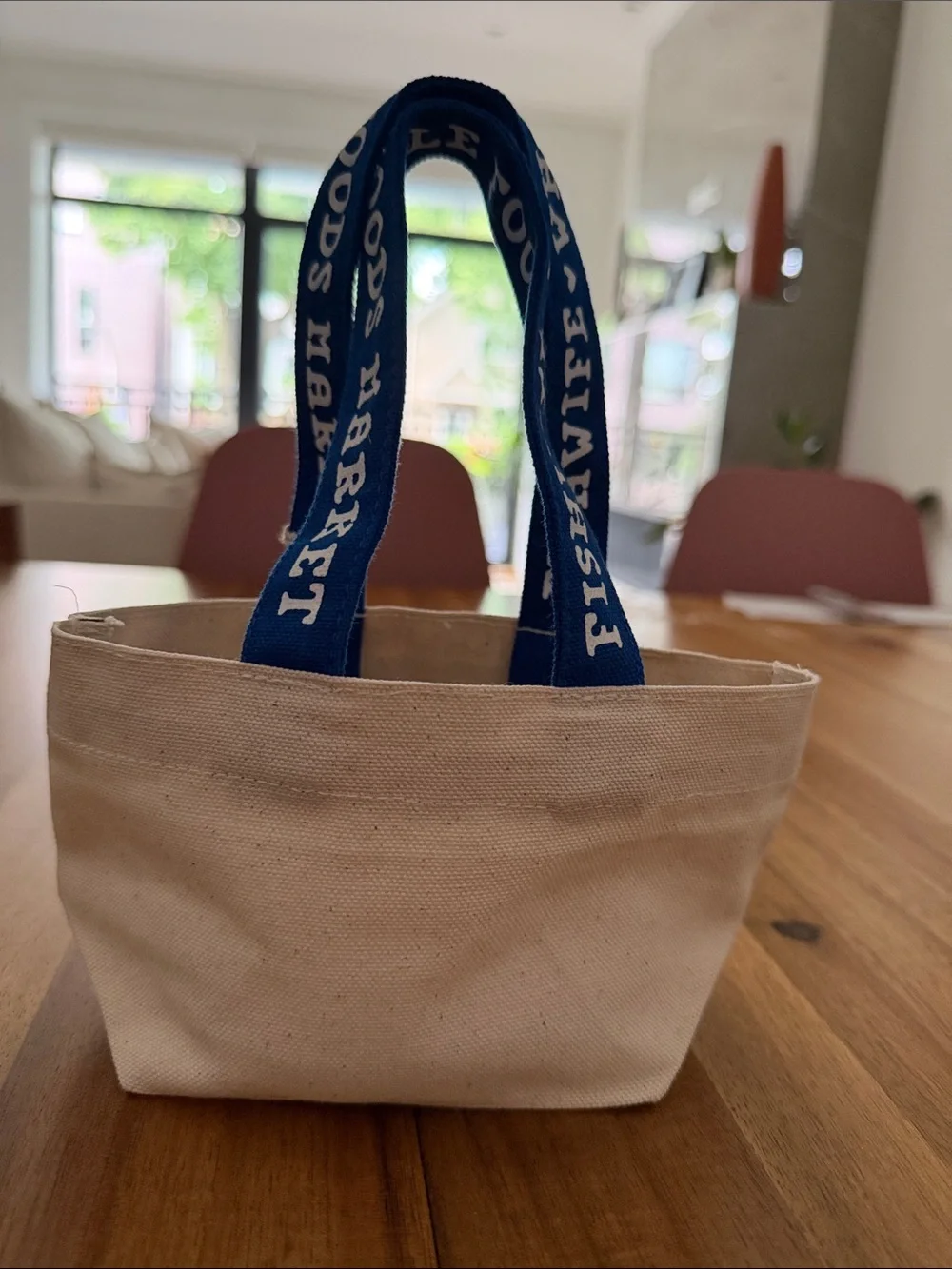 Whole Foods Market Fishwife Blue-Handled Canvas Tote Bag